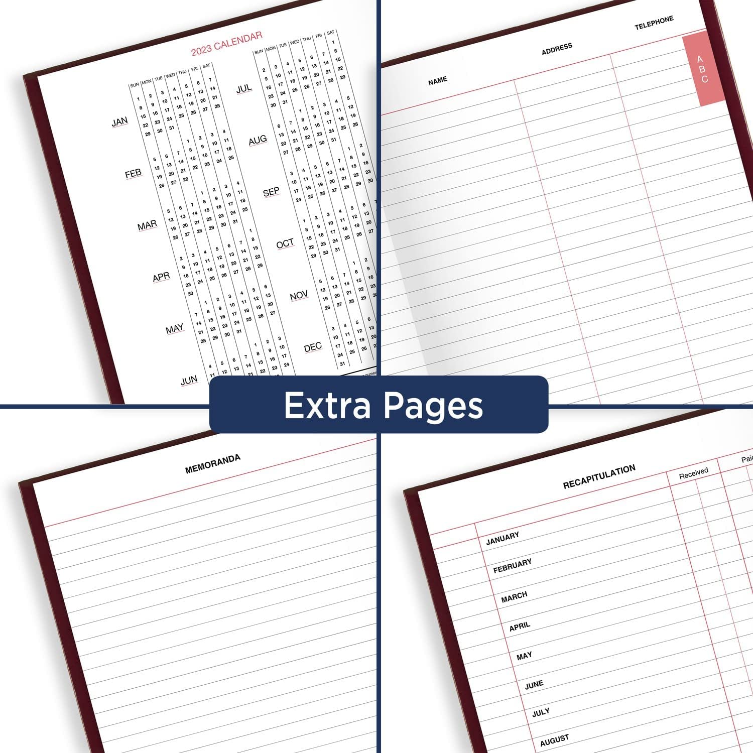 2022 Diary by AT-A-GLANCE, Standard Daily Diary, 7-3/4" x 12", Large, Red (SD37613) - Image 6